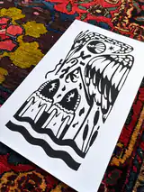 The Misguided Care linocut printed on paper