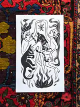 The Sacred Dance linocut printed on paper