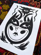 The In Embrace of Thoughts linocut printed on paper